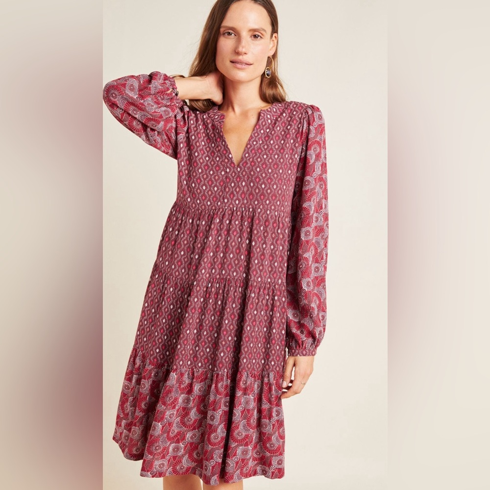 Maeve Amber‎ Tiered Tunic Wine XS